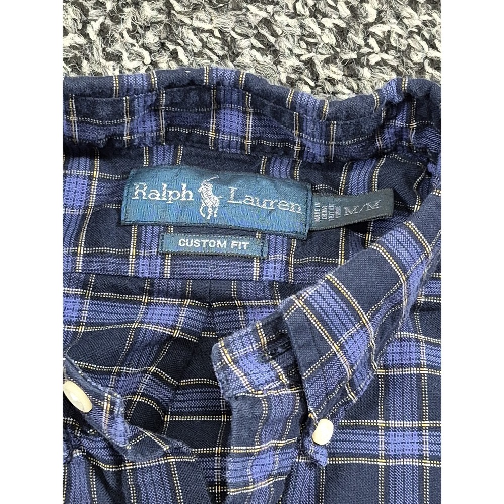 Ralph Lauren Long Sleeve Mens Medium Purple Plaid Custom Fit Button Down - Picture 3 of 8